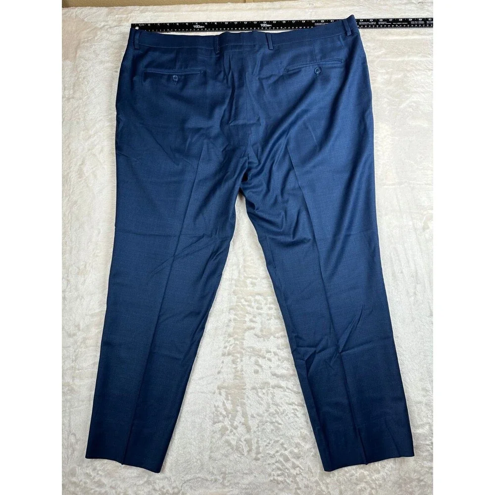 Linea Uomo Blue Dress Pants Waist: 47 Inseam: 37 70% Wool 27% Poly 2% Spandex - Picture 2 of 4